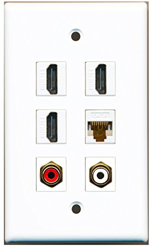 RiteAV - 3 HDMI 1 Port RCA Red 1 Port RCA White 1 Port Cat6 Ethernet White Wall Plate