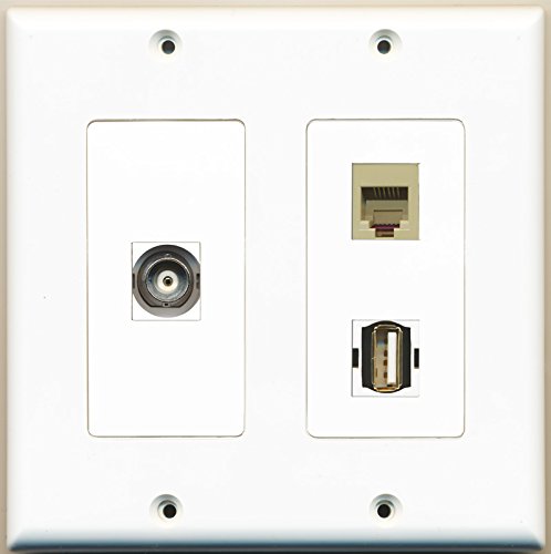 RiteAV - 1 Port USB A-A 1 Port Phone RJ11 RJ12 Beige 1 Port BNC - 2 Gang Wall Plate