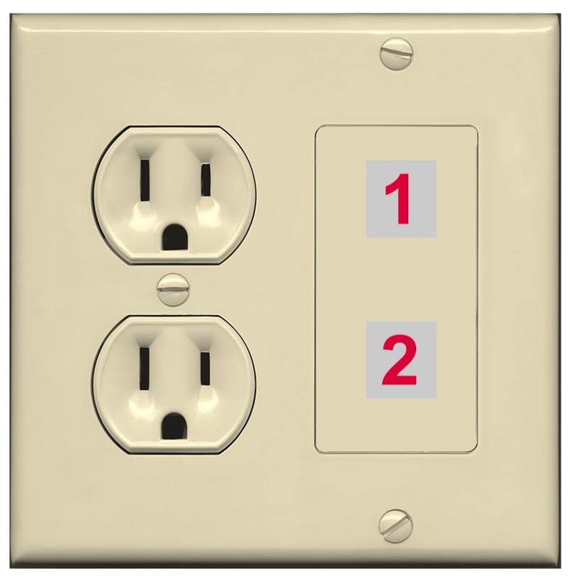 RiteAV Custom Wall Plate 2 Port - Round Outlet [Ivory/Ivory]