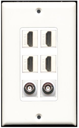 RiteAV - 4 Port HDMI 2 Port BNC Wall Plate White