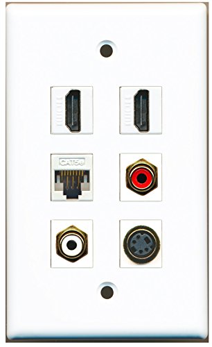 RiteAV - 2 HDMI 1 Port RCA Red 1 Port RCA White 1 Port S-Video 1 Port Cat5e Ethernet White Wall Plate