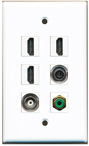 RiteAV - 3 HDMI 1 Port RCA Green 1 Port 3.5mm 1 Port BNC Wall Plate
