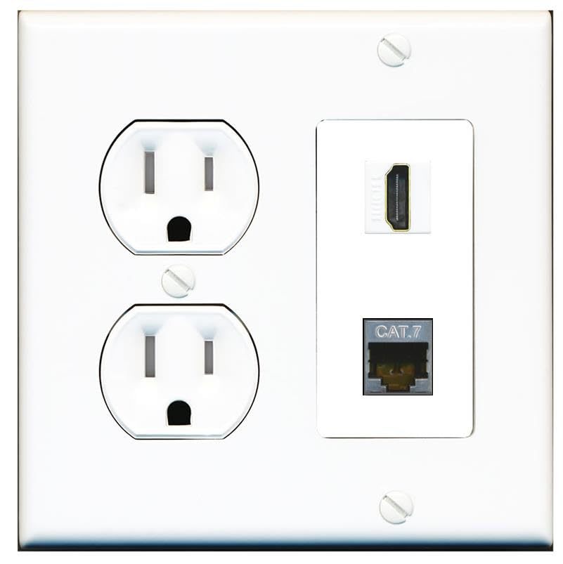 RiteAV HDMI and Cat7 Wall Plate - Tamper Res Round [White/White]