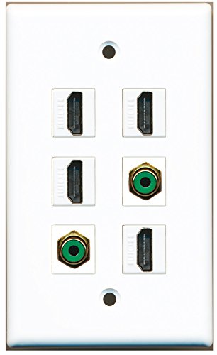 RiteAV - 4 HDMI 2 Port RCA Green Wall Plate