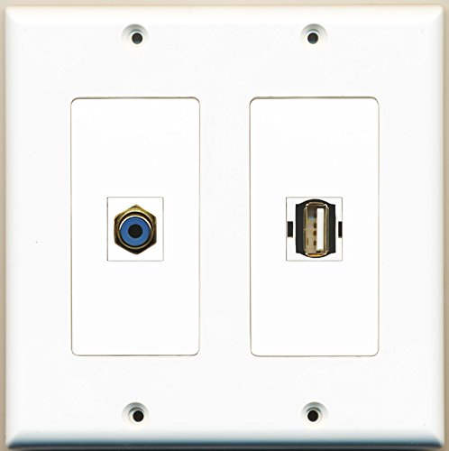 RiteAV - 1 Port RCA Blue 1 Port USB A-A - Dual Gang Wall Plate