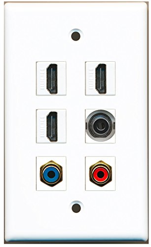 RiteAV - 3 HDMI 1 Port RCA Red 1 Port RCA Blue 1 Port 3.5mm Wall Plate