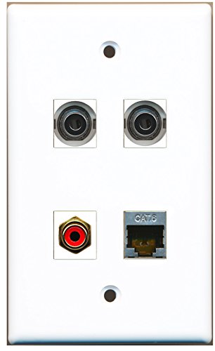 RiteAV - 1 Port RCA Red 1 Port Shielded Cat6 Ethernet 2 Port 3.5mm Wall Plate