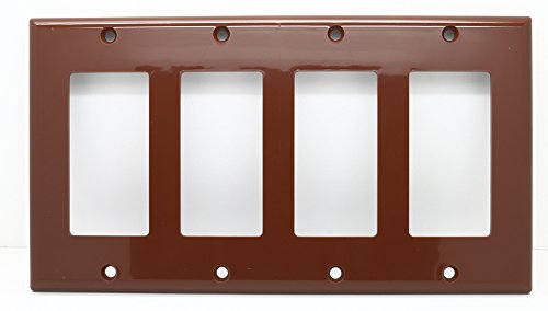 RiteAV Blank Wall Plate for Keystone Jacks - Gray 4 Gang Decorative