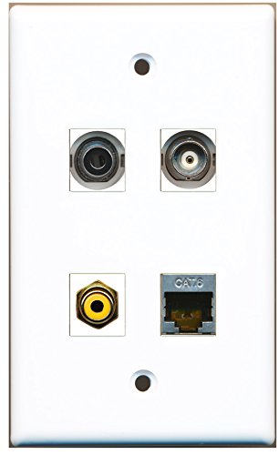 RiteAV - 1 Port RCA Yellow 1 Port Shielded Cat6 Ethernet 1 Port 3.5mm 1 Port BNC Wall Plate