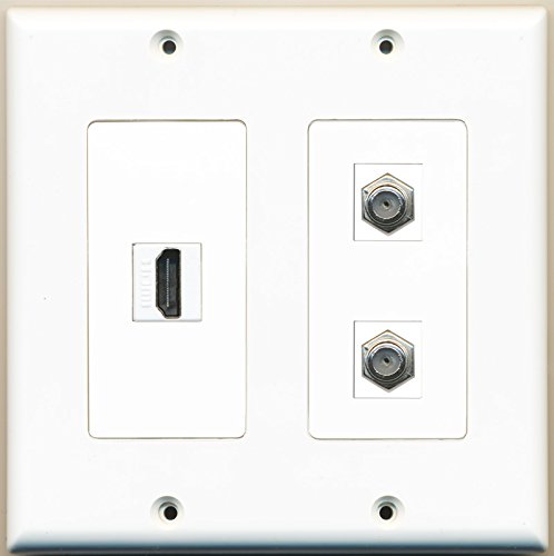 RiteAV - 1 Port HDMI 2 Port Coax Cable TV- F-Type - 2 Gang Wall Plate