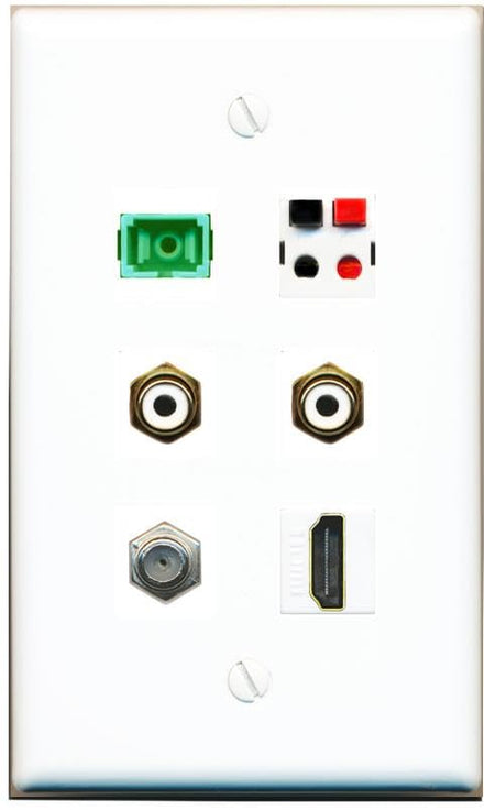 RiteAV COAX HDMI 2 RCA-WHITE SC-APC-SX SPEAKER Flat/Solid Wall Plate [White]