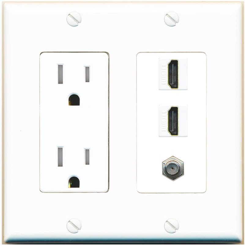 COAX 2 HDMI Wall Plate-Tamper-Res White