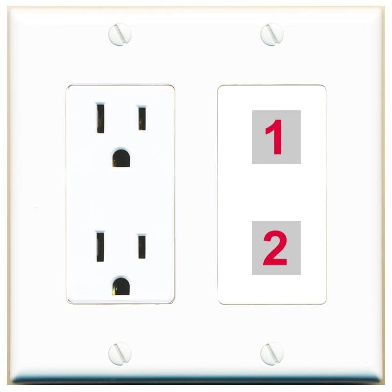 RiteAV Custom Wall Plate 2 Port - Outlet [White/White]