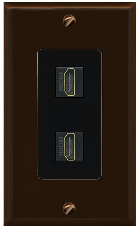 RiteAV Custom HDMI Wall Plate 2 Port - 1 Gang [Brown/Black]