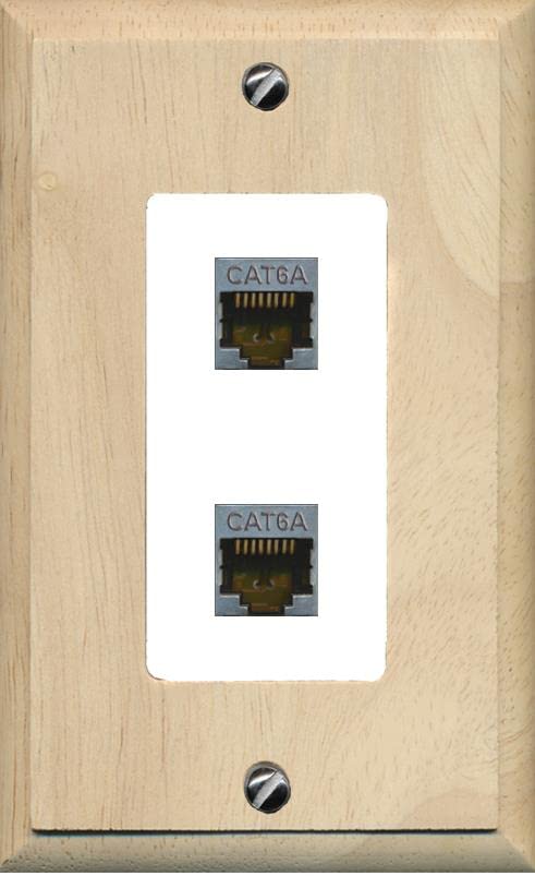 RiteAV 2 Port Cat6A Wall Plate - 1 Gang [Wood/White]