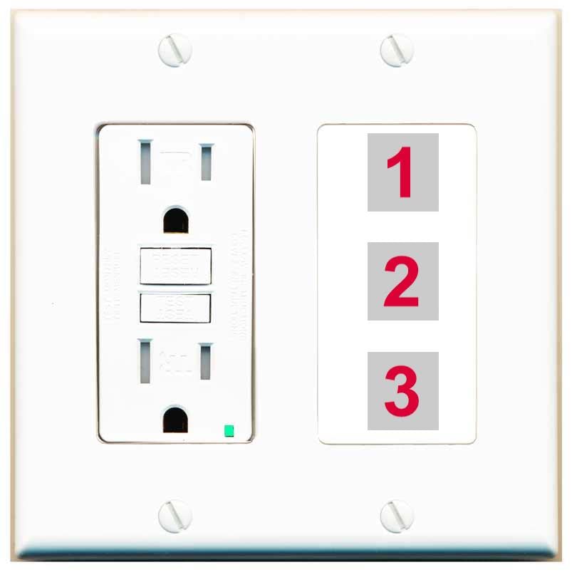 RiteAV Custom Wall Plate 3 Port - GFCI [White/White]