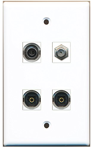 RiteAV - 1 Port Coax Cable TV- F-Type 2 Port Toslink 1 Port 3.5mm Wall Plate