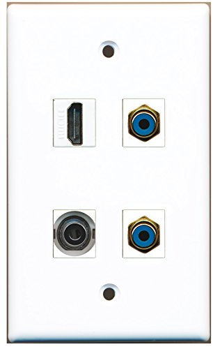 RiteAV - 1 Port HDMI 2 Port RCA Blue 1 Port 3.5mm Wall Plate