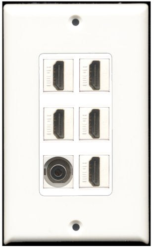 RiteAV - 5 Port HDMI 1 3.5mm Wall Plate White