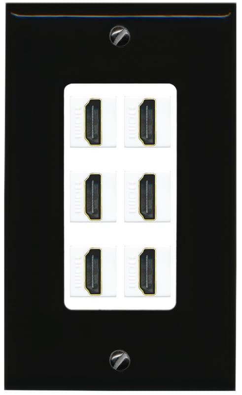 RiteAV HDMI Wall Plate 6 Port - 1 Gang [Black/White]