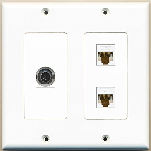 RiteAV - 1 Port 3.5mm 2 Port Cat6 Ethernet White - 2 Gang Wall Plate