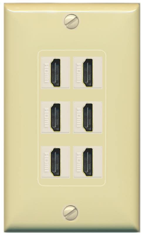 RiteAV HDMI Wall Plate 6 Port - 1 Gang [Ivory/Ivory]