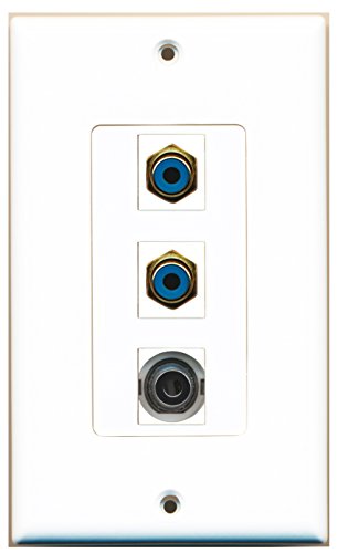 RiteAV 2 Port RCA Blue 1 Port 3.5mm Wall Plate OVERSIZED