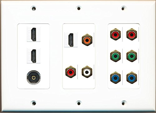 RiteAV 3 HDMI (9 RCA) Orange Digital Red-White Component RGB Toslink Wall Plate