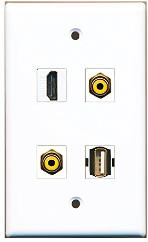 RiteAV - 1 Port HDMI 2 Port RCA Yellow 1 Port USB A-A Wall Plate