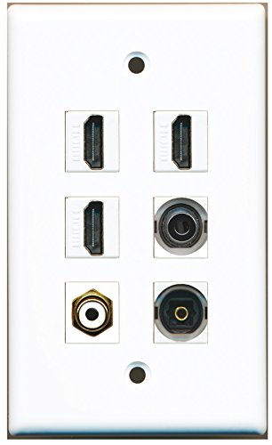 RiteAV - 3 HDMI 1 Port RCA White 1 Port Toslink 1 Port 3.5mm Wall Plate