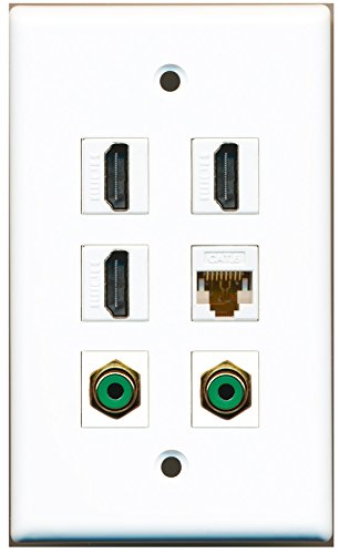 RiteAV - 3 HDMI 2 Port RCA Green 1 Port Cat6 Ethernet White Wall Plate