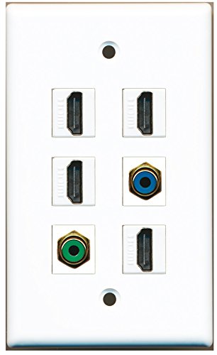 RiteAV - 4 HDMI 1 Port RCA Green 1 Port RCA Blue Wall Plate
