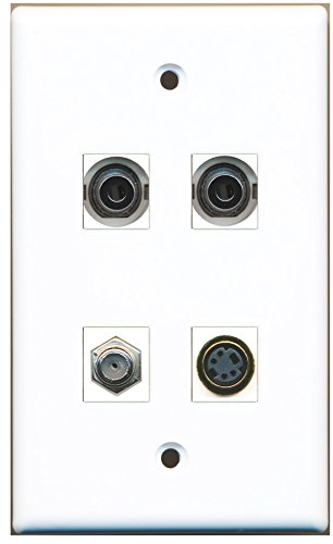 RiteAV - 1 Port Coax Cable TV- F-Type 1 Port S-Video 2 Port 3.5mm Wall Plate