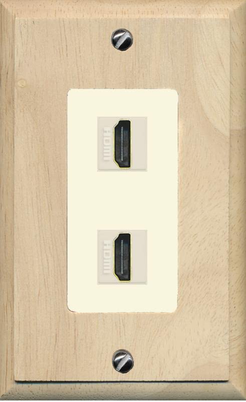 RiteAV HDMI Wall Plate 2 Port - 1 Gang [Wood/Light-Almond]