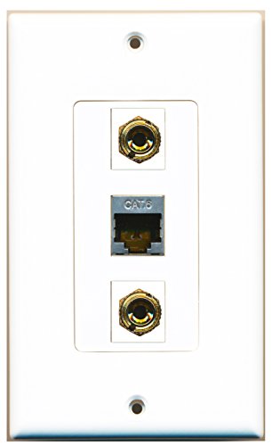 RiteAV 1 Port Shielded Cat6 Ethernet 2 Port Banana Speaker Wall Plate OVERSIZED