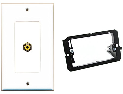 RiteAV - Mounting Bracket and (1 Gang Decorative) RCA Yellow Wall Plate White