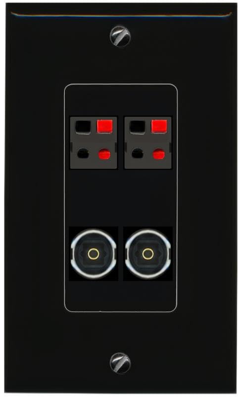 RiteAV 2 SPEAKER 2 TOSLINK Wall Plate Decorative [Black]