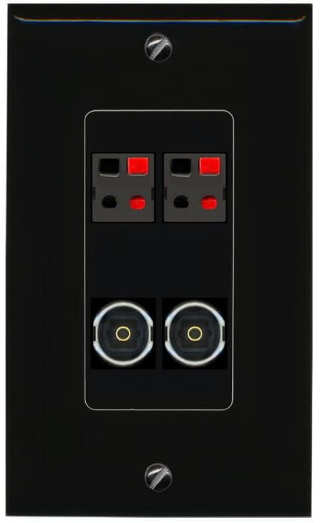 RiteAV 2 SPEAKER 2 TOSLINK Wall Plate Decorative [Black]