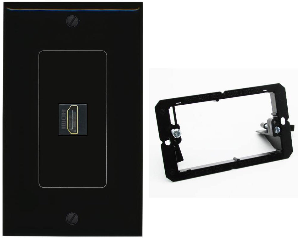 RiteAV HDMI Wall Plate 1 Port - 1 Gang w-Bracket [Black/Black]