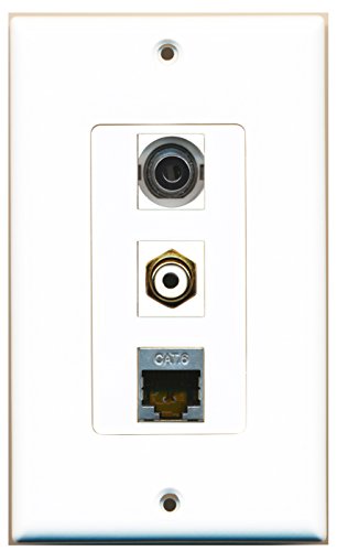RiteAV 1 Port RCA White 1 Port Shielded Cat6 Ethernet 1 Port 3.5mm Wall Plate OVERSIZED