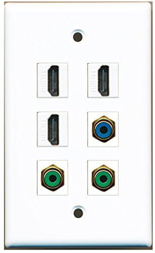 RiteAV - 3 HDMI 2 Port RCA Green 1 Port RCA Blue Wall Plate