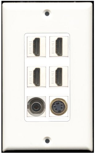 RiteAV - 4 Port HDMI 1 S-Video 1 3.5mm Wall Plate White