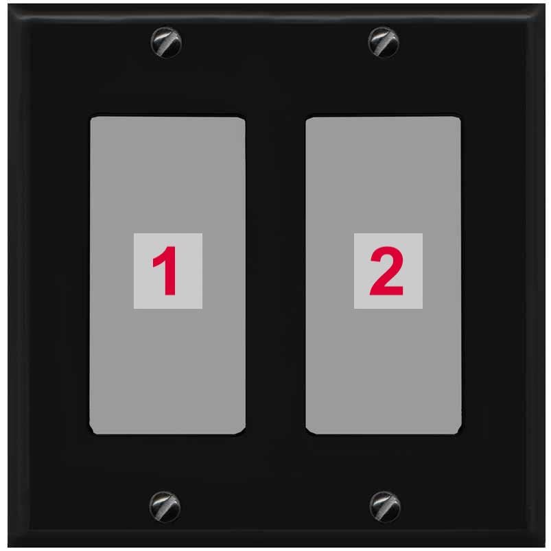 RiteAV Custom Wall Plate 2 Port - 2 Gang [Black/Gray]