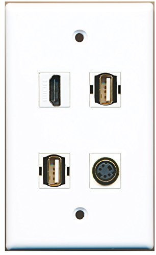 RiteAV - 1 Port HDMI 2 Port USB A-A 1 Port S-Video Wall Plate