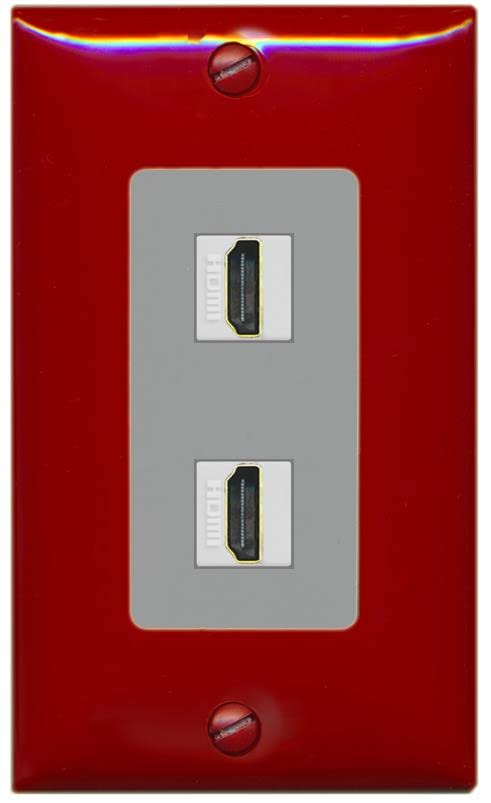 RiteAV HDMI Wall Plate 2 Port - 1 Gang [Red/Gray]