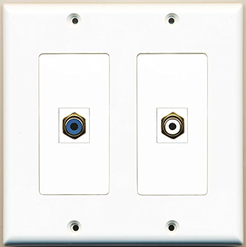 RiteAV - 1 Port RCA White 1 Port RCA Blue - Dual Gang Wall Plate