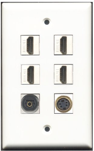 RiteAV - 4 Port HDMI 1 S-Video 1 Toslink Wall Plate