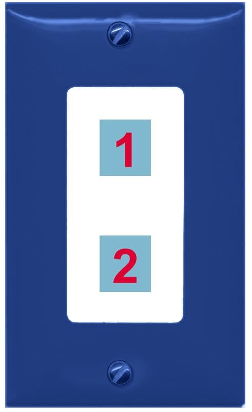 RiteAV Custom Wall Plate 2 Port - 1 Gang Decorative [Navy/White]