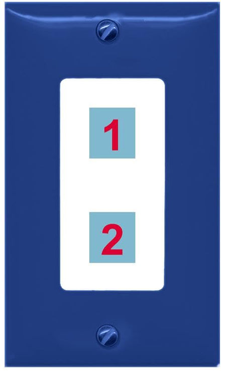 RiteAV Custom Wall Plate 2 Port - 1 Gang Decorative [Navy/White]