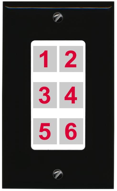 RiteAV 6 Port Custom Wall Plate - 1 Gang [Black/White]